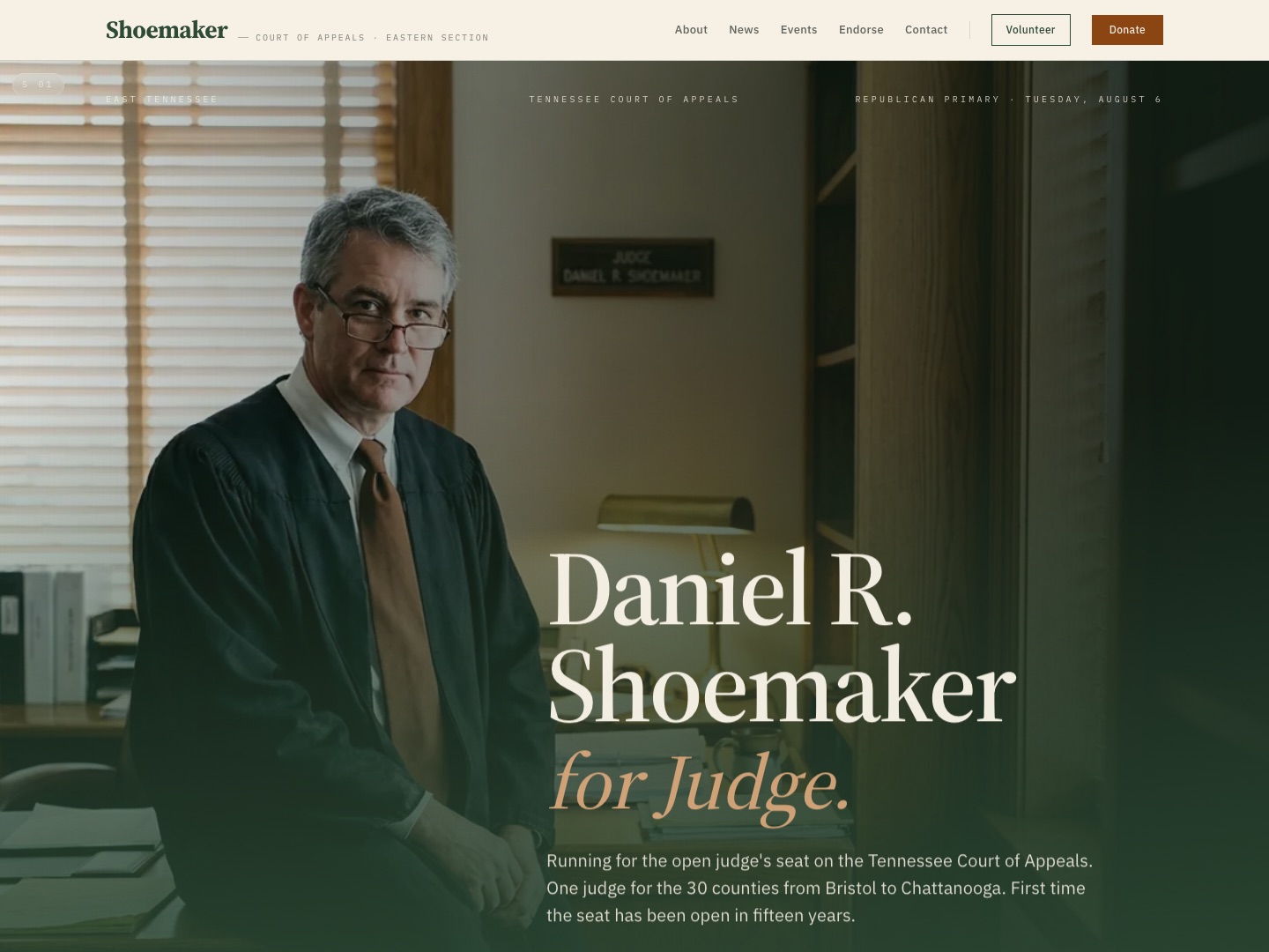 Judicial campaign demo — Daniel R. Shoemaker for Judge