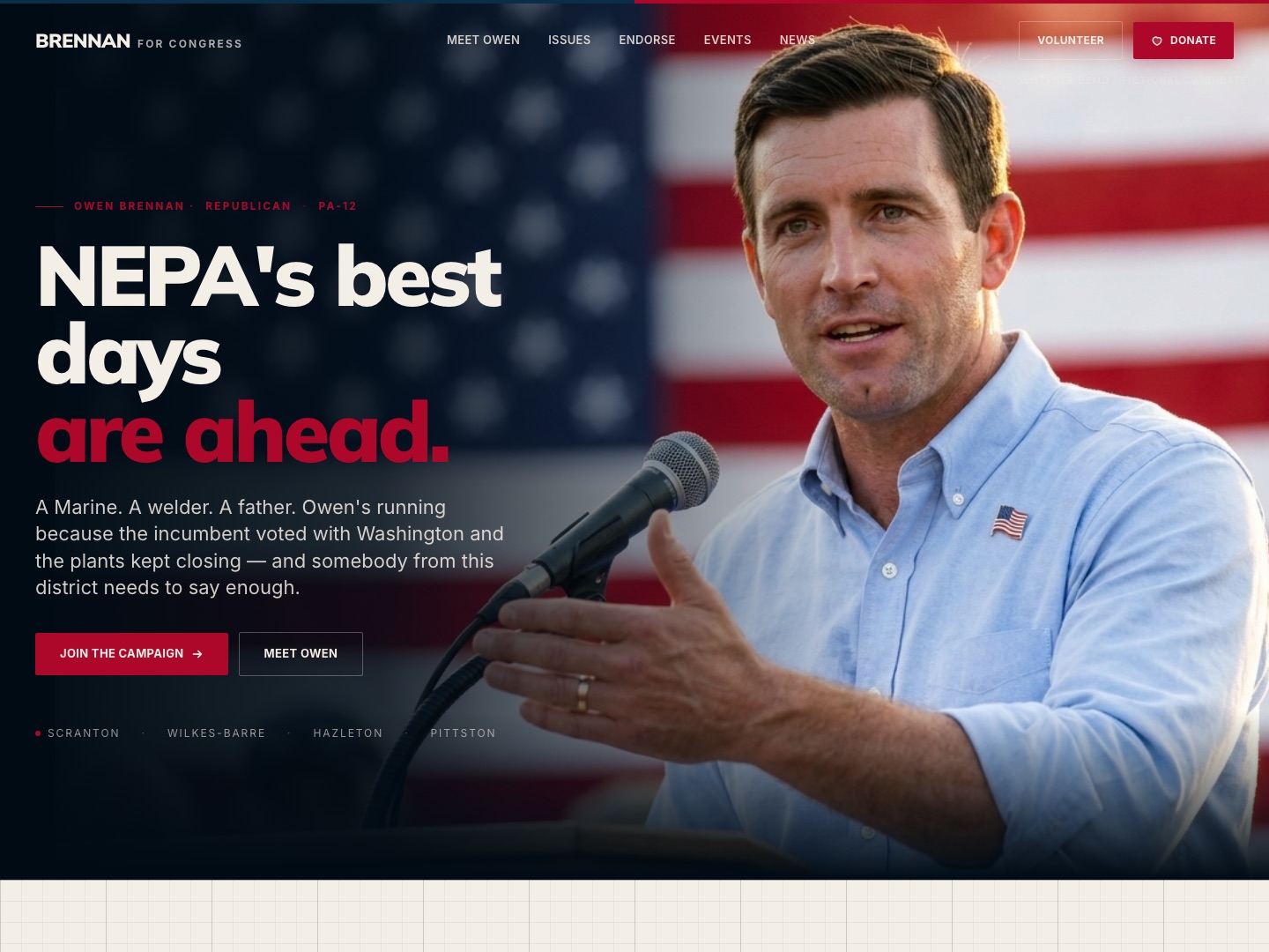 US House campaign demo — Owen Brennan for Congress (PA-12)