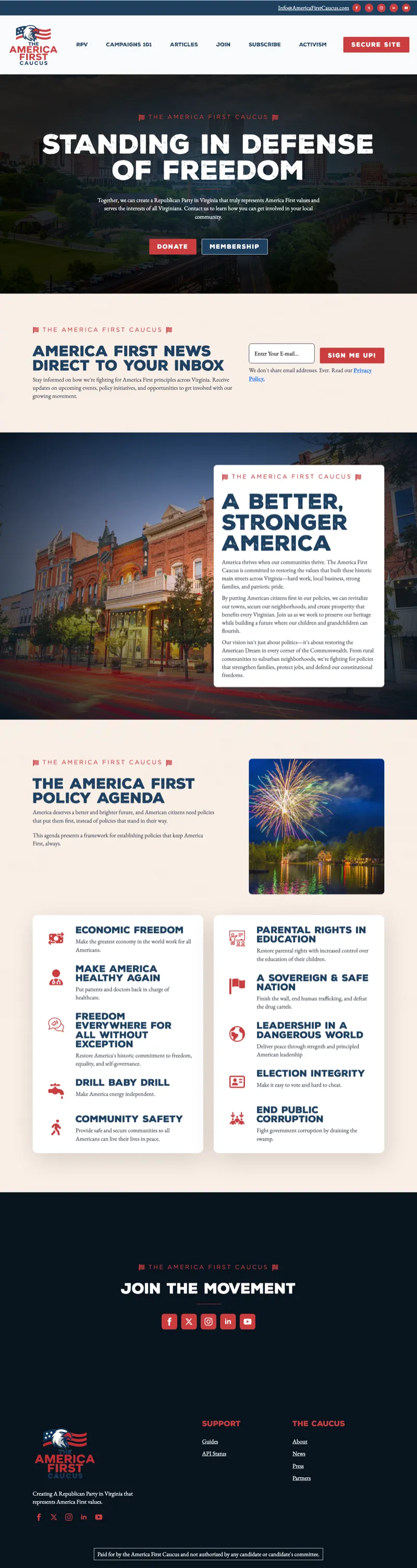 America First CA — desktop view