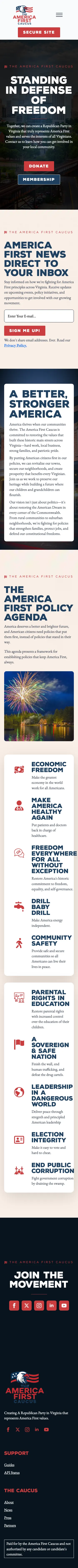 America First CA — mobile view