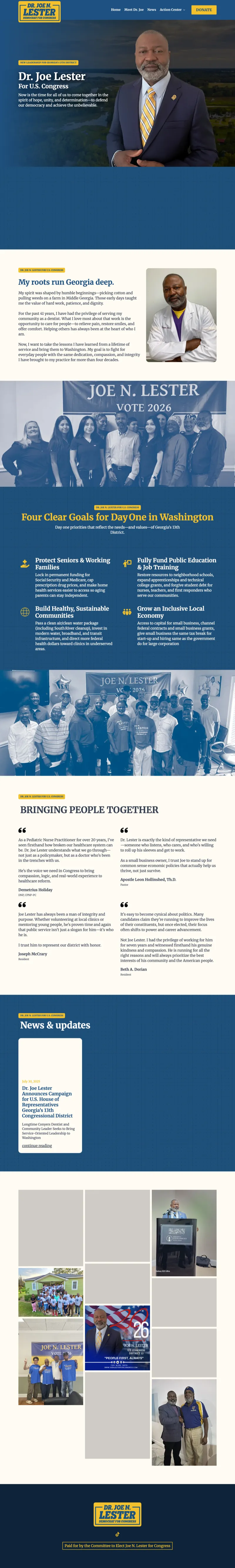 Joe N. Lester for Congress — desktop view