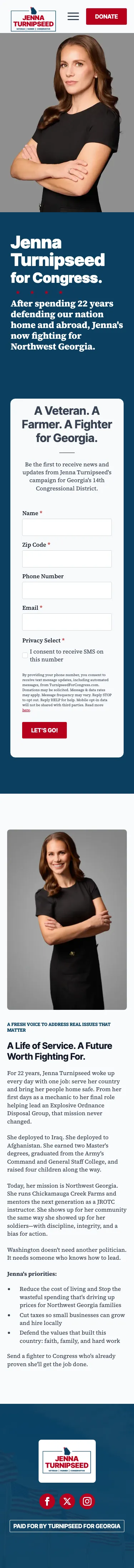 Turnipseed for Congress — mobile view